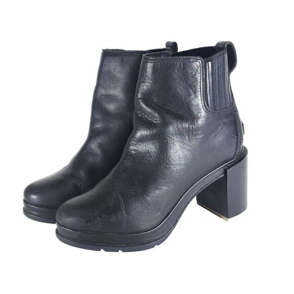 Sorel Women's Margot US 8 Black Leather Waterproof Pull On Ankle Chelsea Boots - Picture 1 of 15